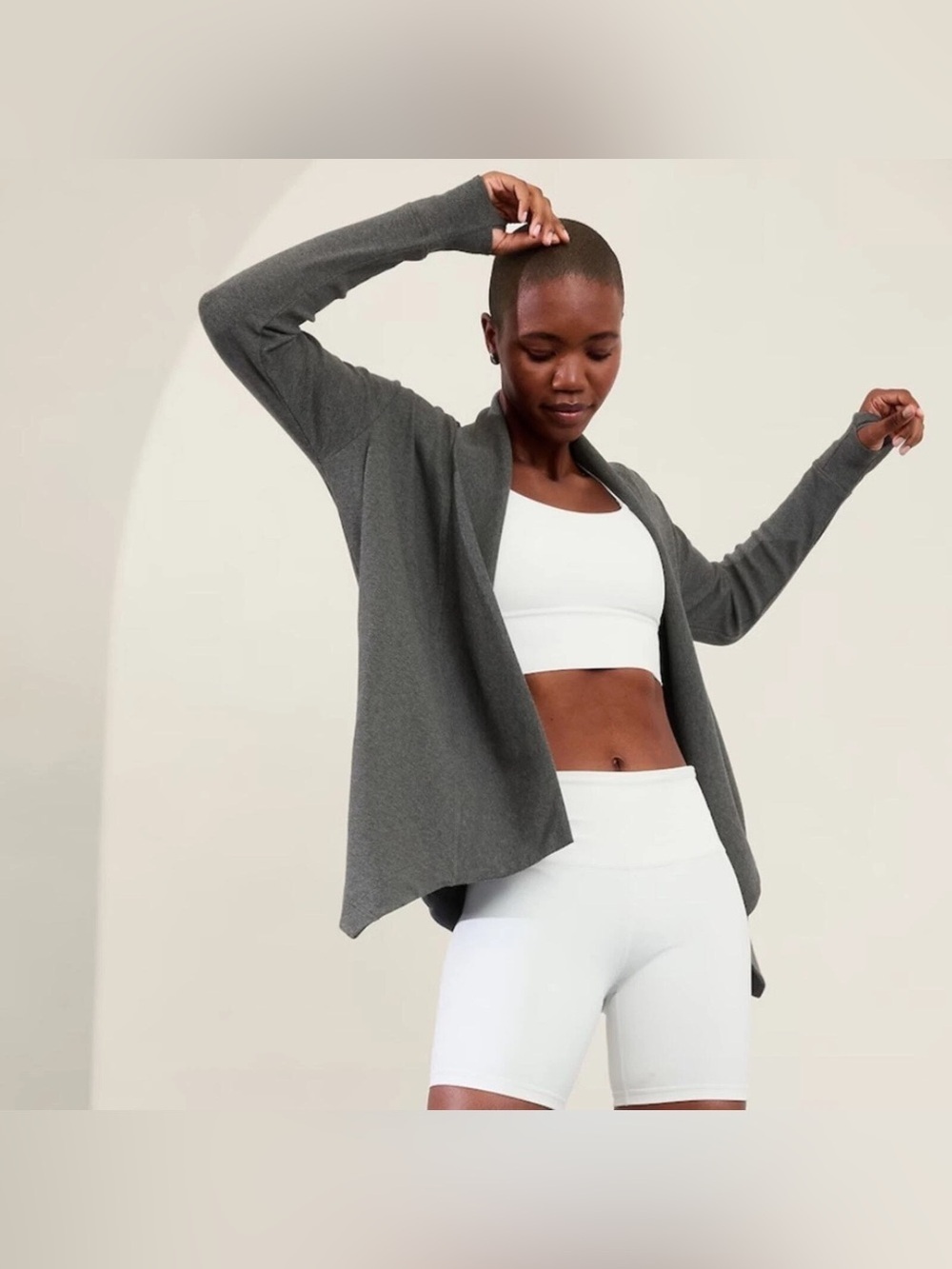 Athleta Pranayama Restore Rib Wrap Long Sleeve Cardigan, Charcoal Grey, Size XXS